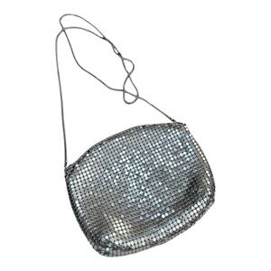 Silver Aluminum Mesh Crossbody Bag Purse
